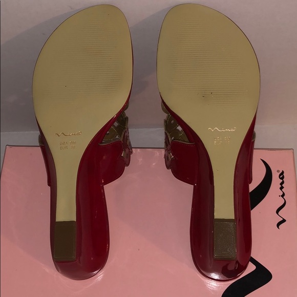 NWT Nina Naira Red Patent Leather Sandals, Size 9M - Picture 6 of 7